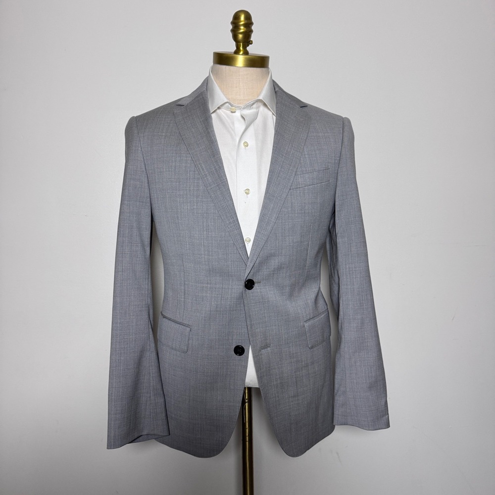 Bonobos Blazer Mens 38R Light Gray Solid Athletic Fit‎ Wool Blend Two-Button